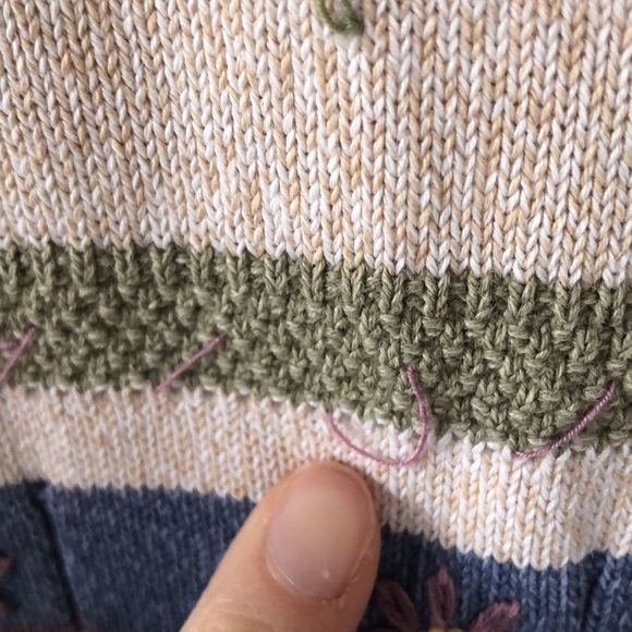 Vintage Embroidered Floral Alfred Dunner Sweater Cottagecore Ramie Cotton Blend - Picture 10 of 14